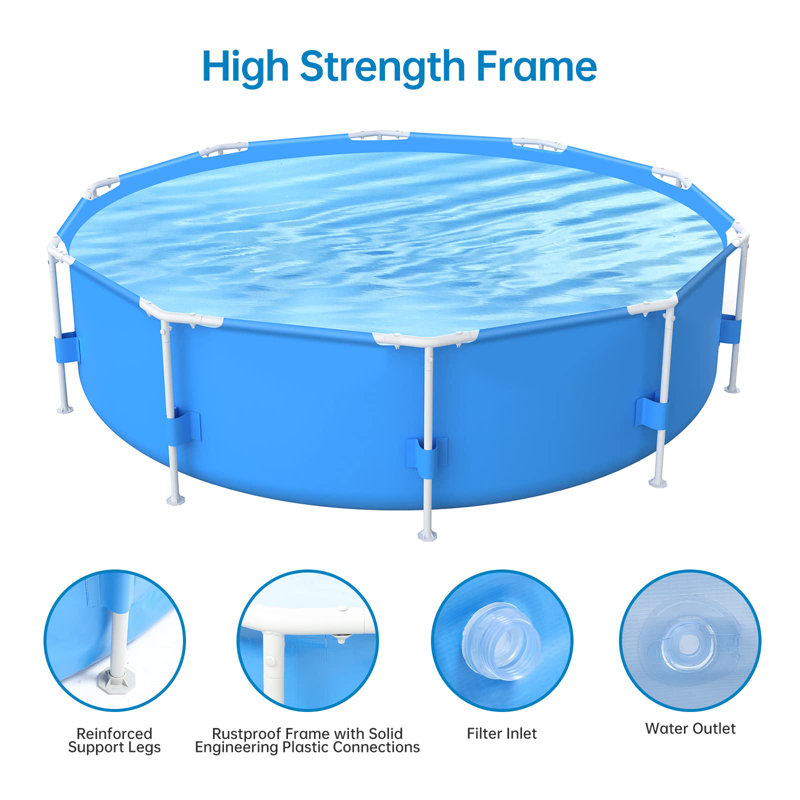 babevy Above Ground Pool Set 10Ft X 30In Round Frame Swimming Pool 1185